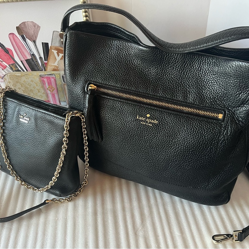 EUC Kate Spade Jackson Street Crossbody Chain Black pebble Leather crossbody bag - Picture 3 of 5